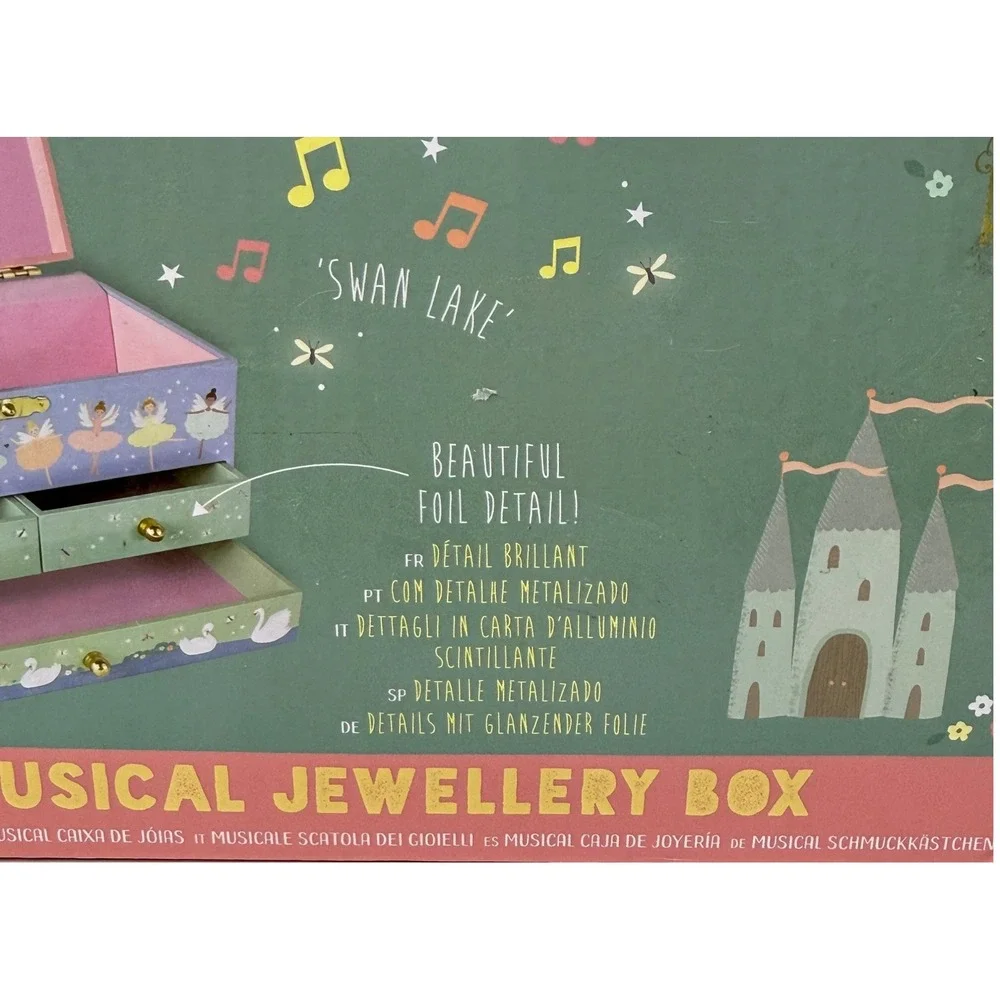 Floss & Rock Enchanted Swan Lake Musical Jewelry Box with 3 Drawers New